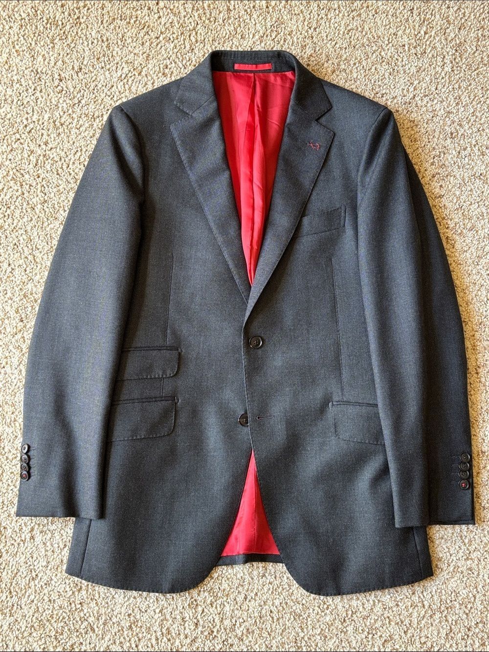 SuitSupply Men’s Gray Birdseye Wool 2 Btn Blazer Sport Coat Jacket Eu 46 US 36